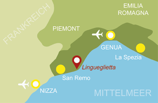 Karte der Region Ligurien